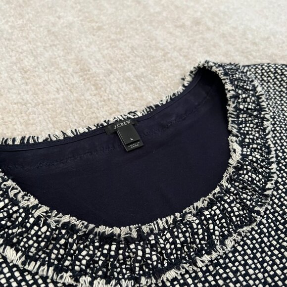 J. Crew Silk Cotton Tweed Front Short Sleeve Blouse Top L - Picture 7 of 11